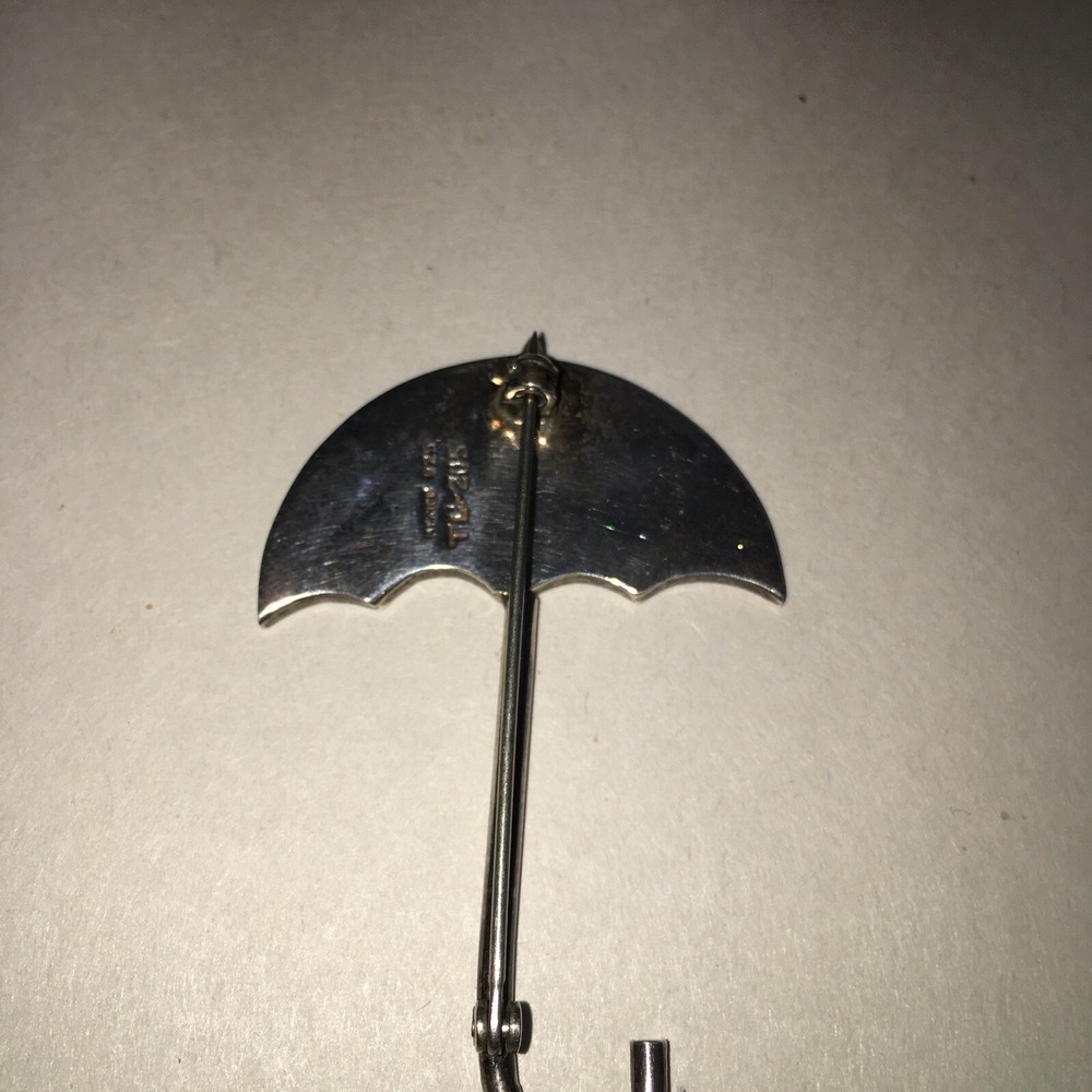 Golf Pin Multicolored Umbrella Sterling Silver Mexico Signed Arnold Palmer Style - Picture 4 of 6